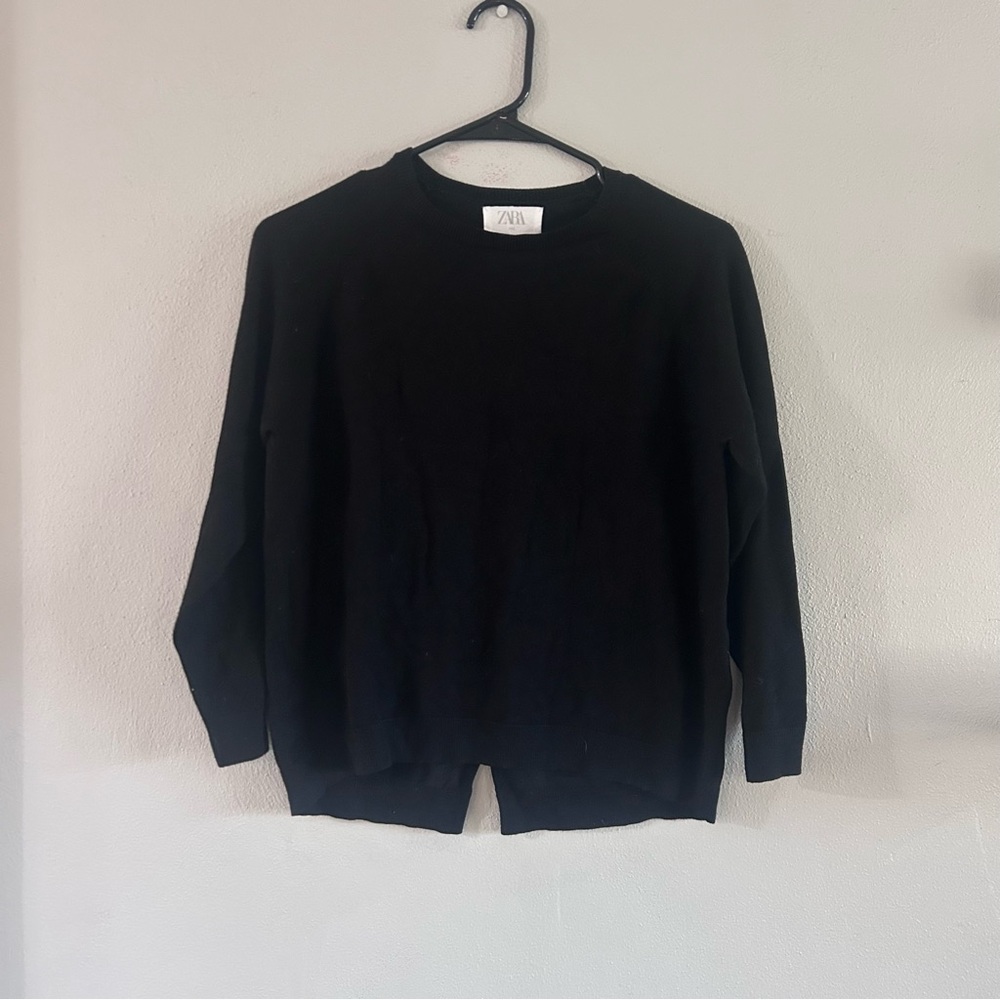 Zara Girls Black Sweater with Split Back Detail. Size 11-12